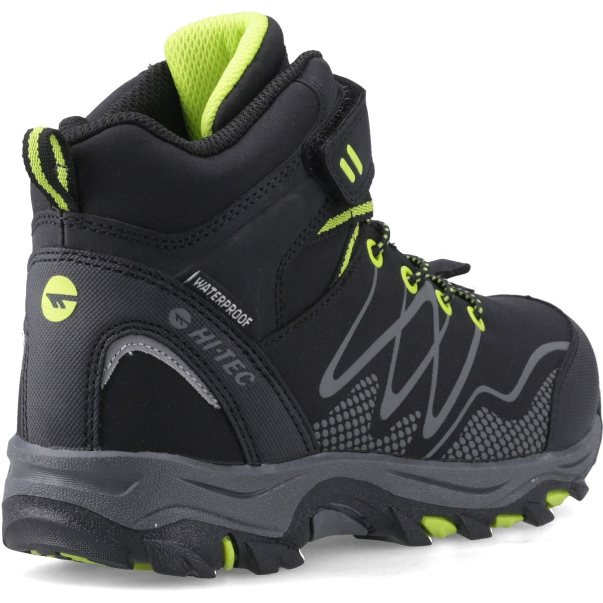 Hi-Tec Boys Blackout Mid Boots Black/Lime