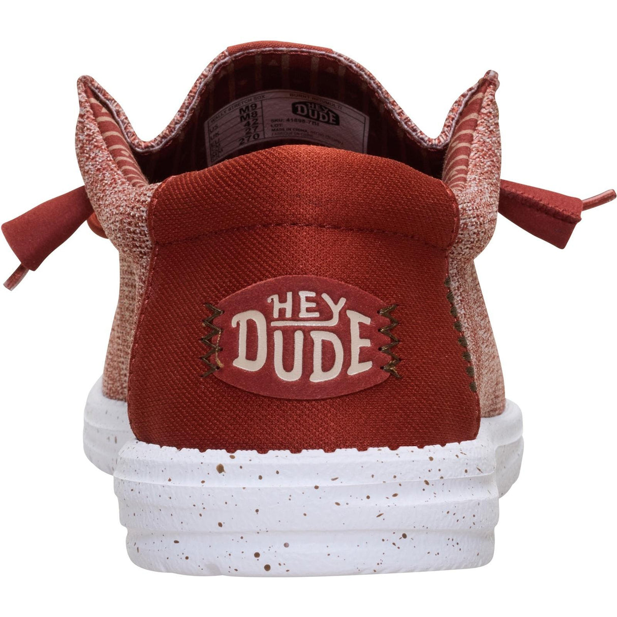 HEYDUDE Mens Wally Stretch Mesh Shoes Burnt Red/Multi
