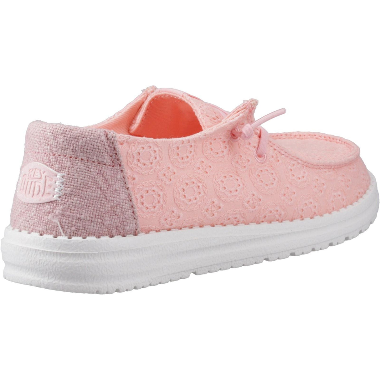 HEYDUDE Womens Wendy Eyelet Lace Shoes Pale Pink