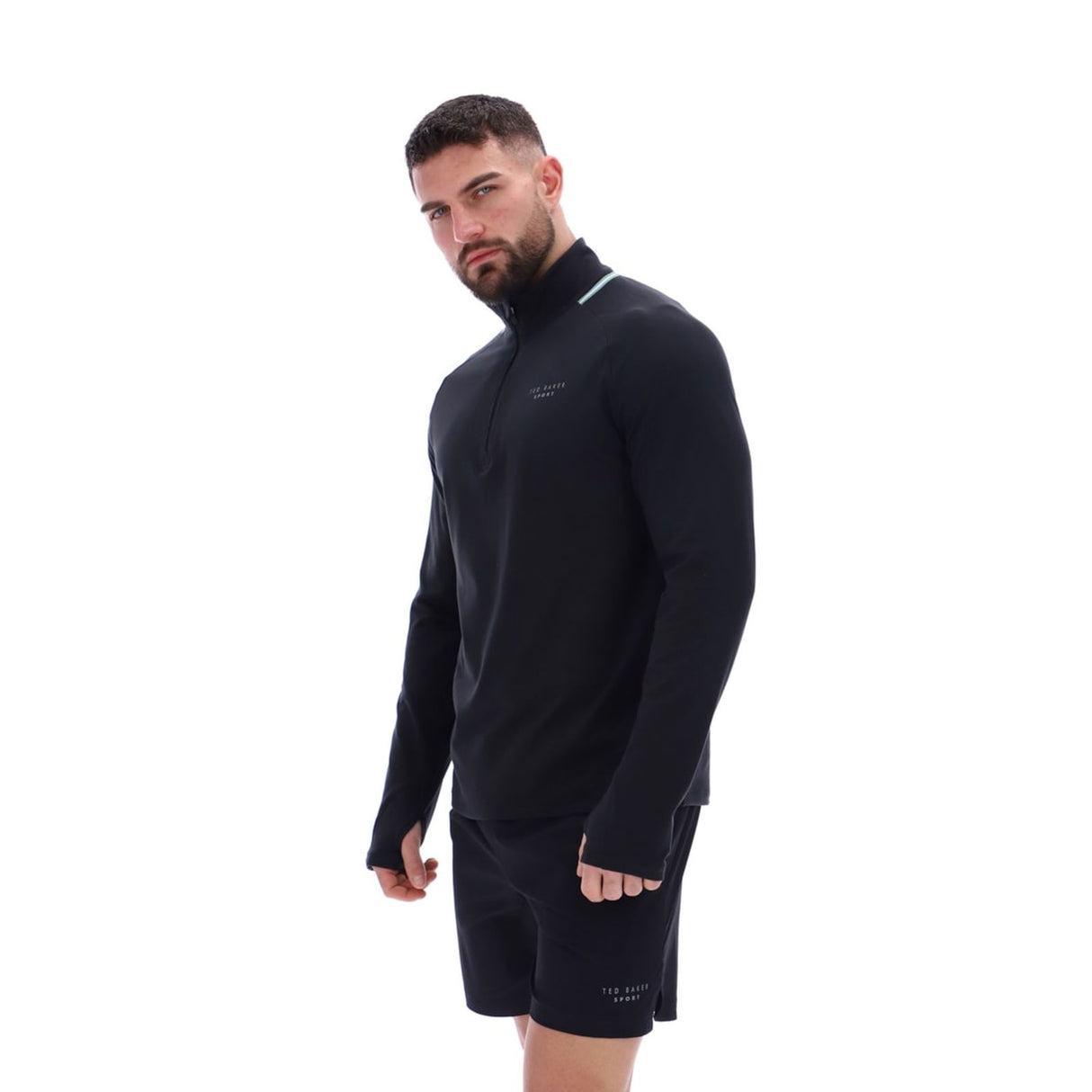 Ted Baker Sport Mens RORY Soft StretchTraining 1/4 Zip Black