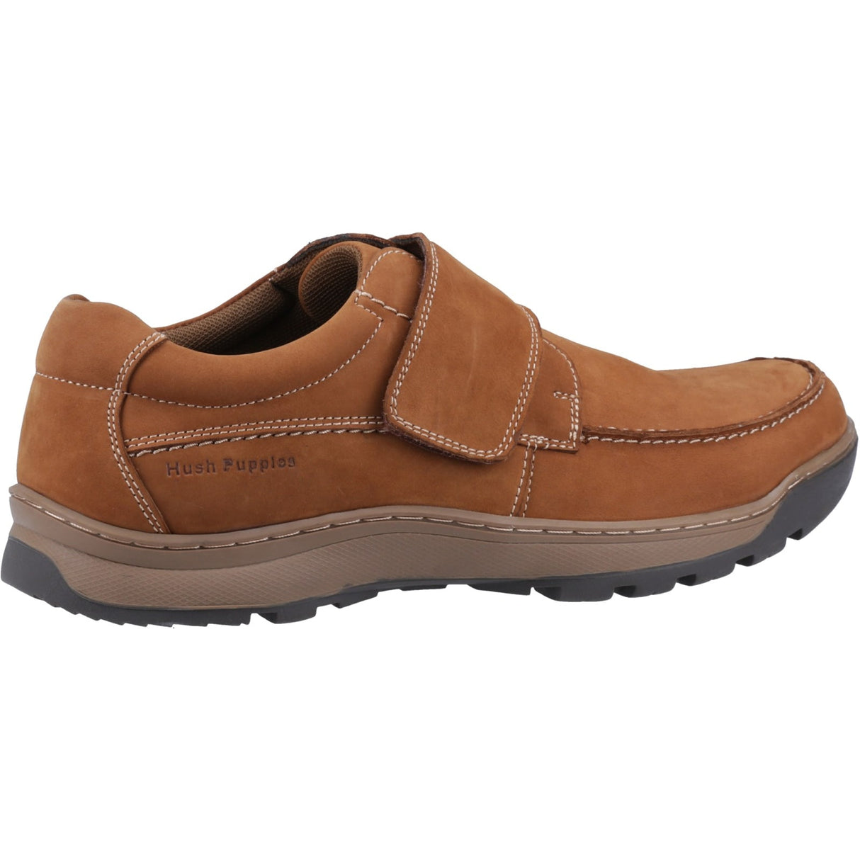 Hush Puppies Mens Casper Touch Fastening Shoes Tan Nubuck
