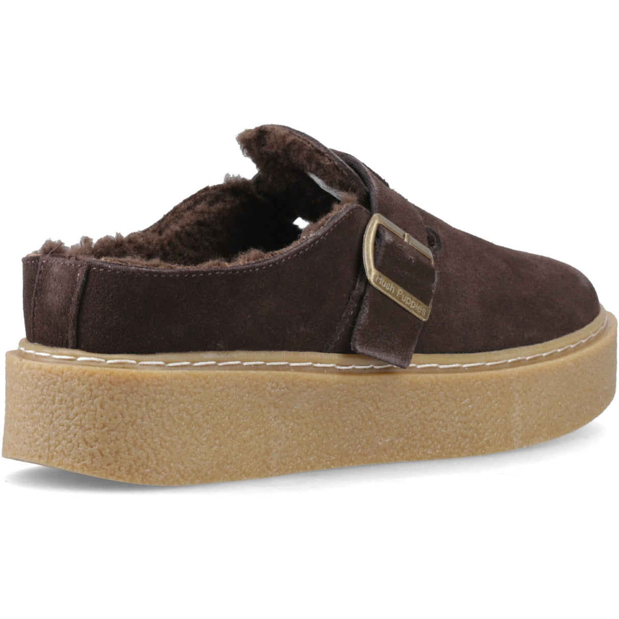 Hush Puppies Womens Blanche Fur Mule Chocolate