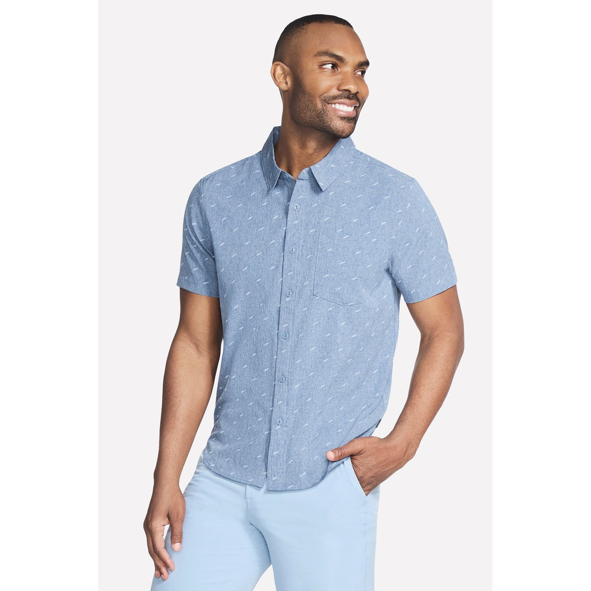 Skechers Mens GO WALK Air Printed Short Sleeve Shirt Denim
