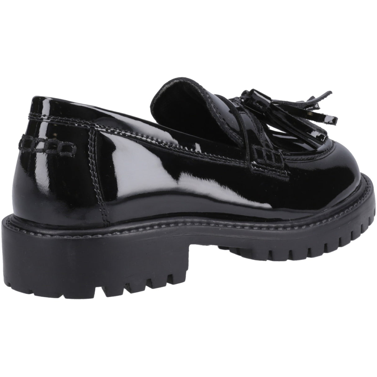 Hush Puppies Girls Abigail Patent Senior Shoe Black