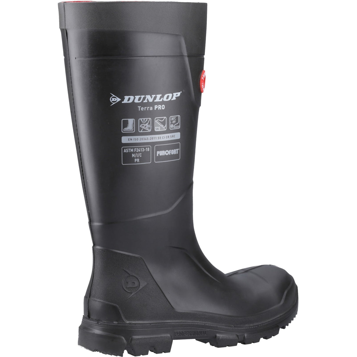 Dunlop Mens TerraPro Full Safety Wellington Black