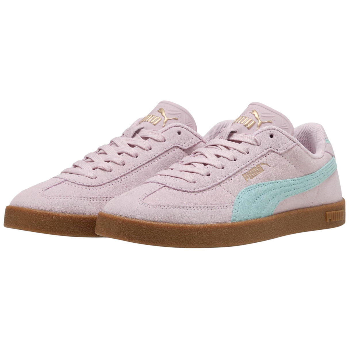 Puma Club II Era Womens Regular-Width Suede Sneakers Paiir Front Side View