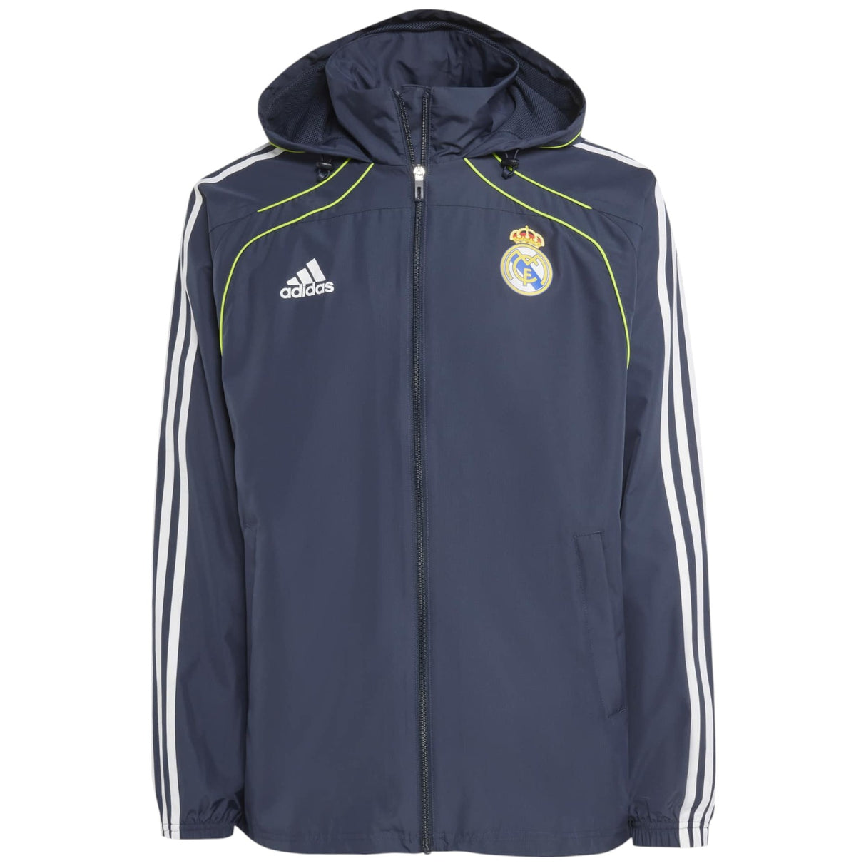 adidas Real Madrid Adults Full-Zip Windbreaker Jacket Front View