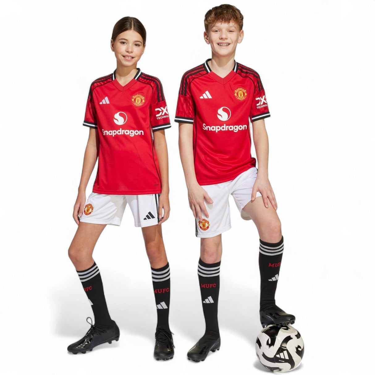 adidas Manchester United Football 2025/26 Kids Home Shorts Models Front View