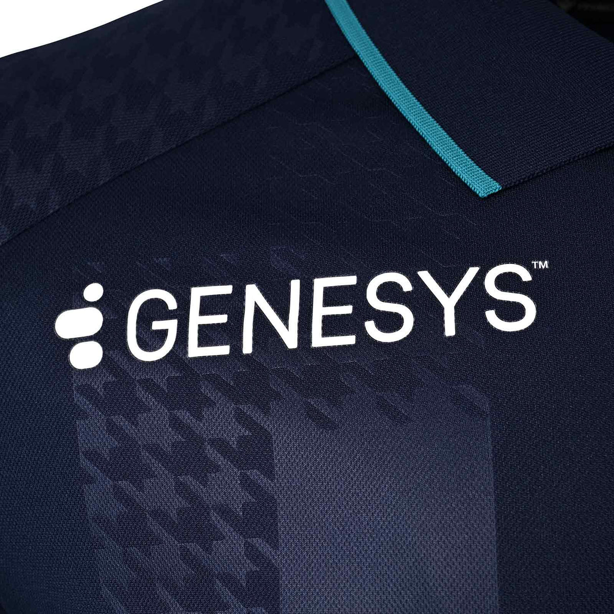 Macron Connacht Rugby 2025/26 Mens SS Travel Polo Shirt Close-Up Sponsor Logo View