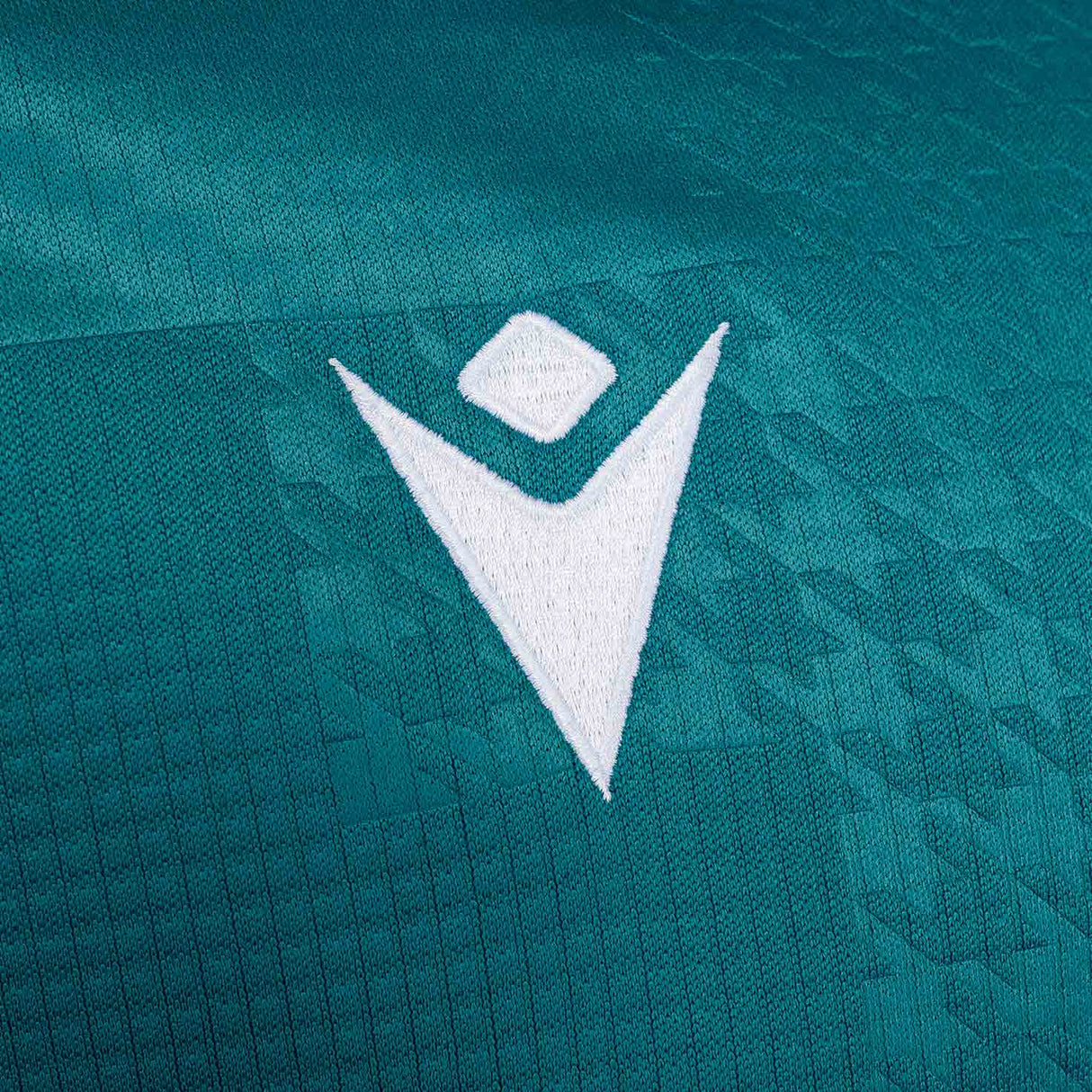 Macron Connacht Rugby 2025/26 Kids Half-Zip Training Top Close-Up Macron Branding View