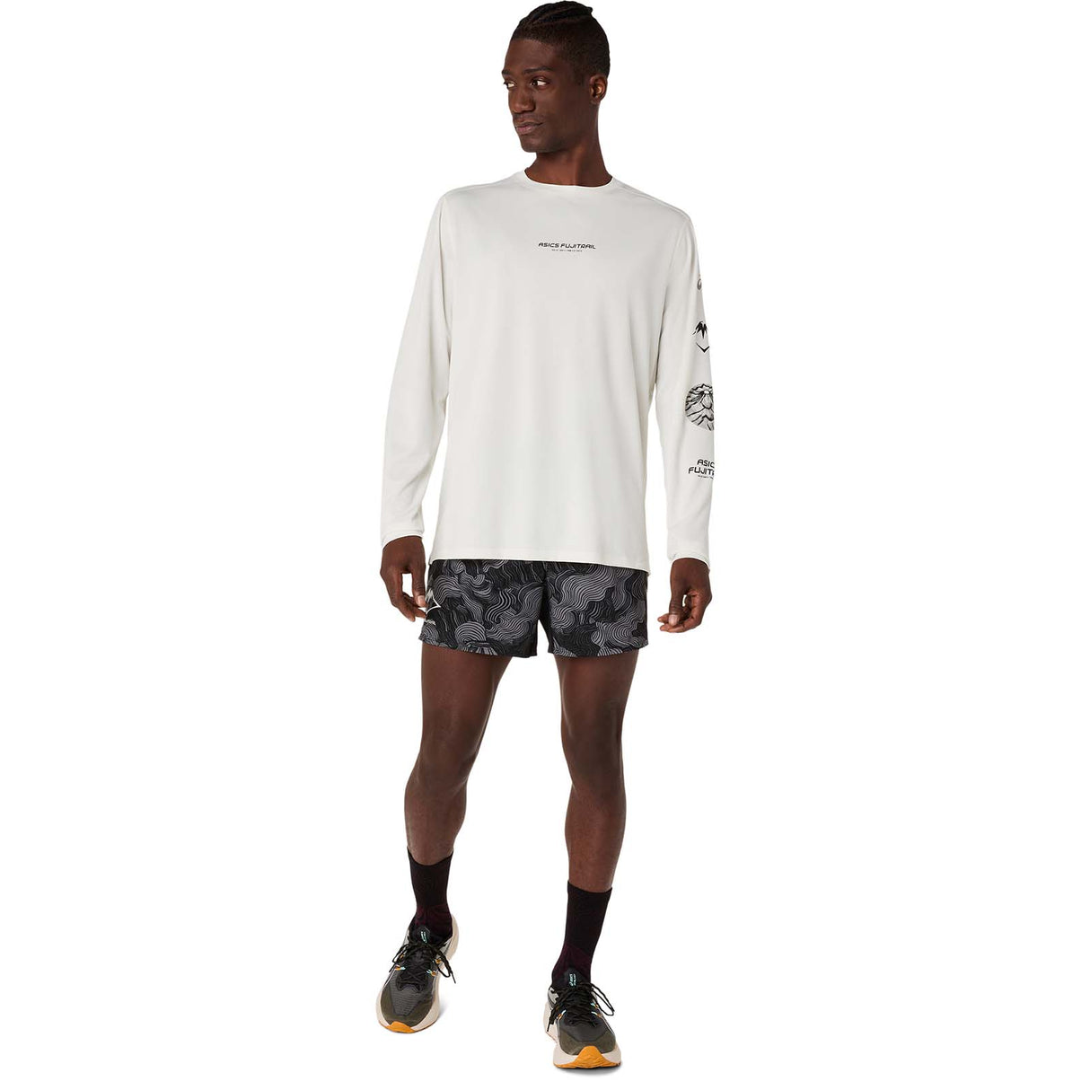 Asics Mens Fujitrail Logo LS Top White