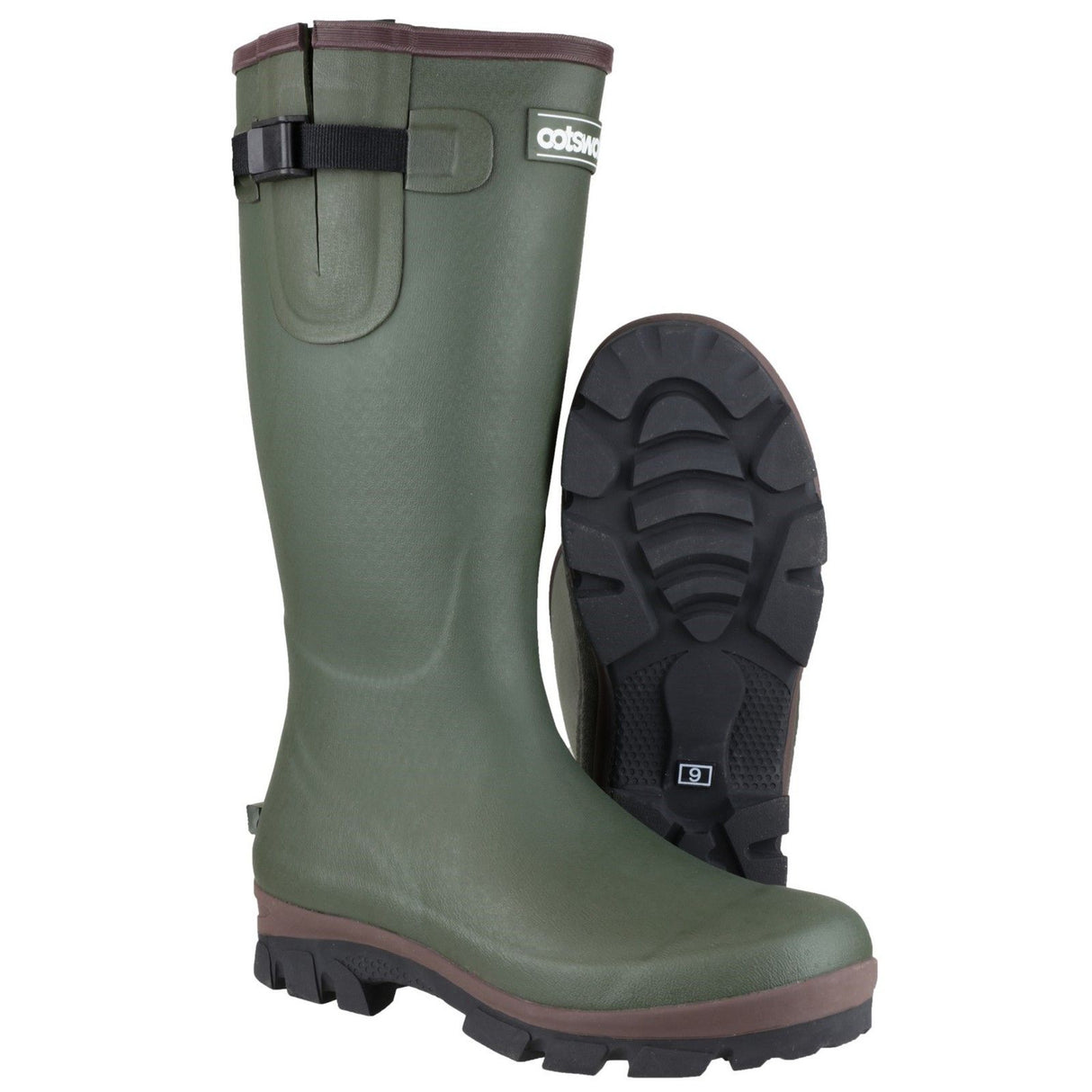 Cotswold Mens Grange Buckle Fastening Wellington Boot Green