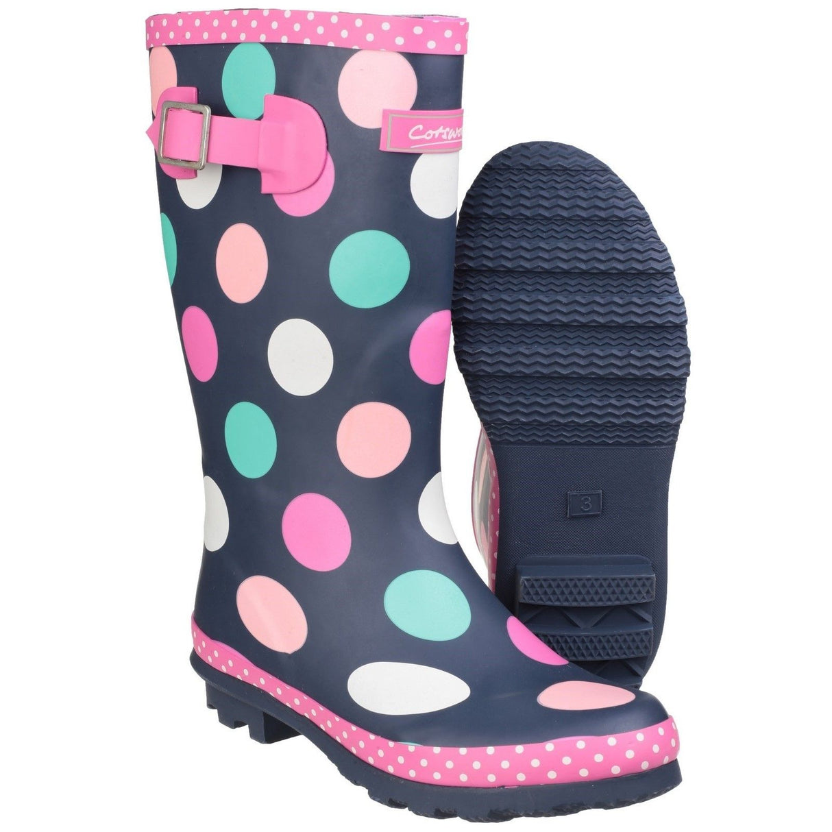 Cotswold Junior Kids Dotty Pull On Wellington Boot Multicoloured