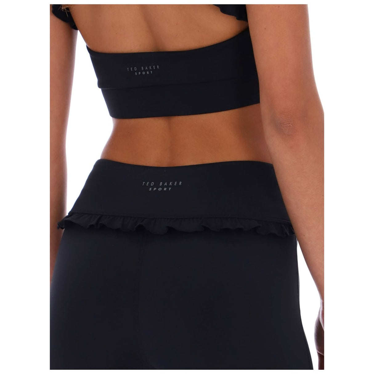 Ted Baker Sport Womens AGNES Comfort Ruffle Yoga Leggings Black