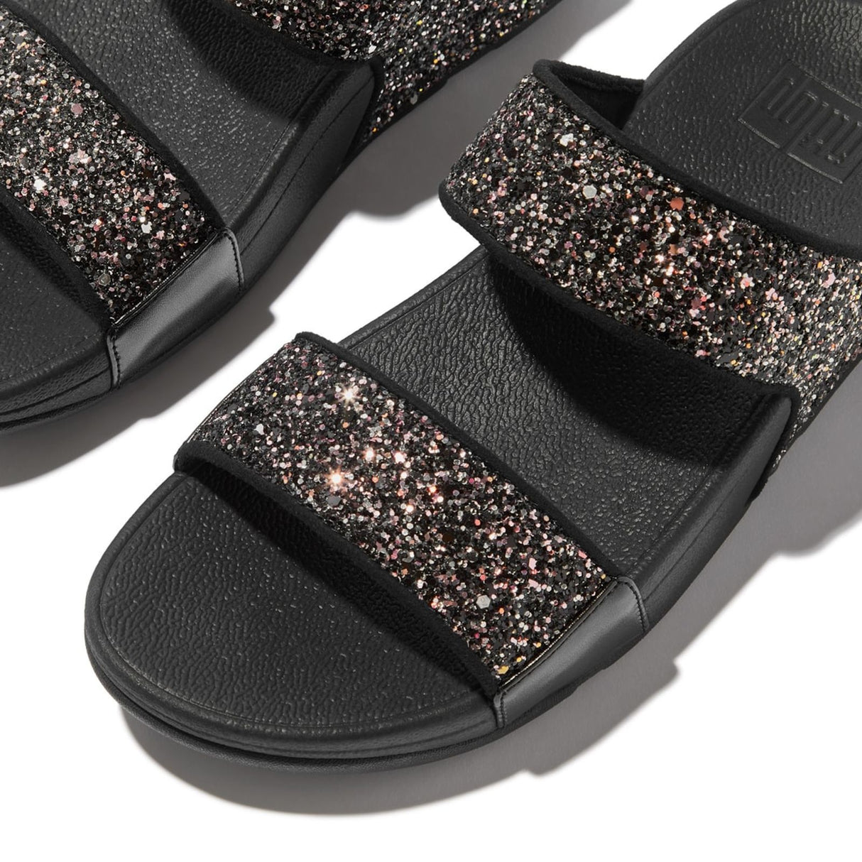 Fitflop Womens Lulu 2 Bar Glitter Sandal Black/Multi