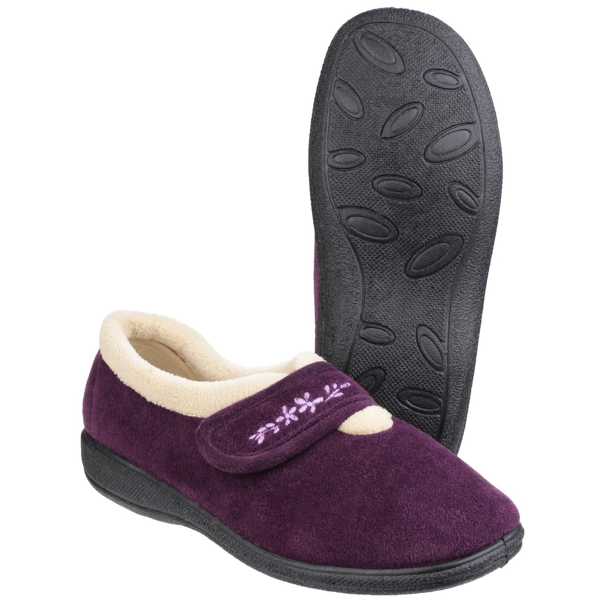 Fleet & Foster Womens Capa Touch Fastening Memory Foam Slipper Plum