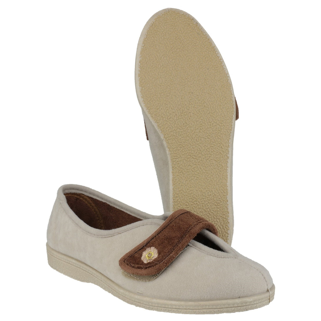 Mirak Womens Andrea Touch Fastening Slipper Beige