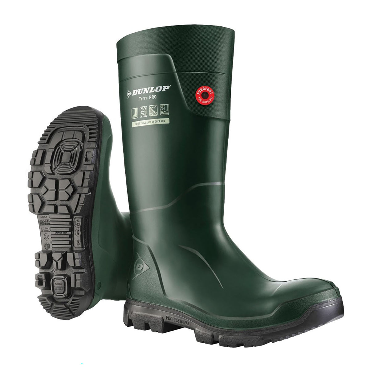 Dunlop Mens TerraPro Full Safety Wellington Green
