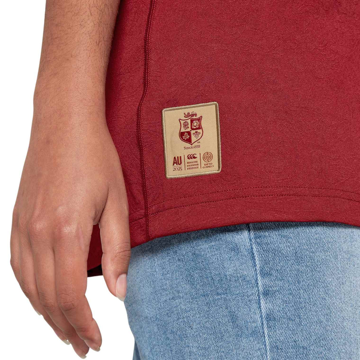 Canterbury British & Irish Lions Rugby 2024/25 Unisex Short Sleeved Replica Jersey Close-Up Model Waist View