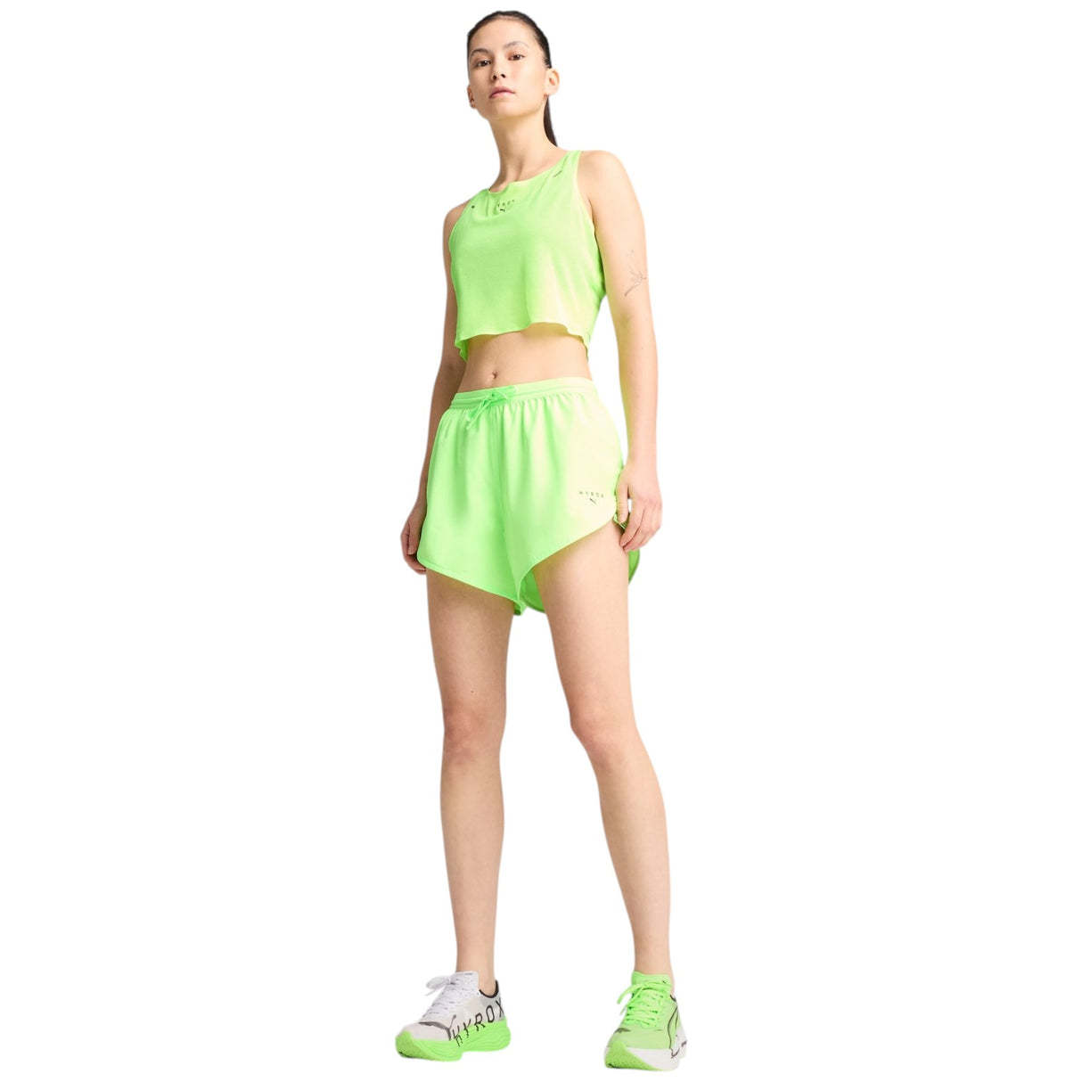 Puma x HYROX Ultraeave Velocity 4" Womens Training Short Model Full-Length View