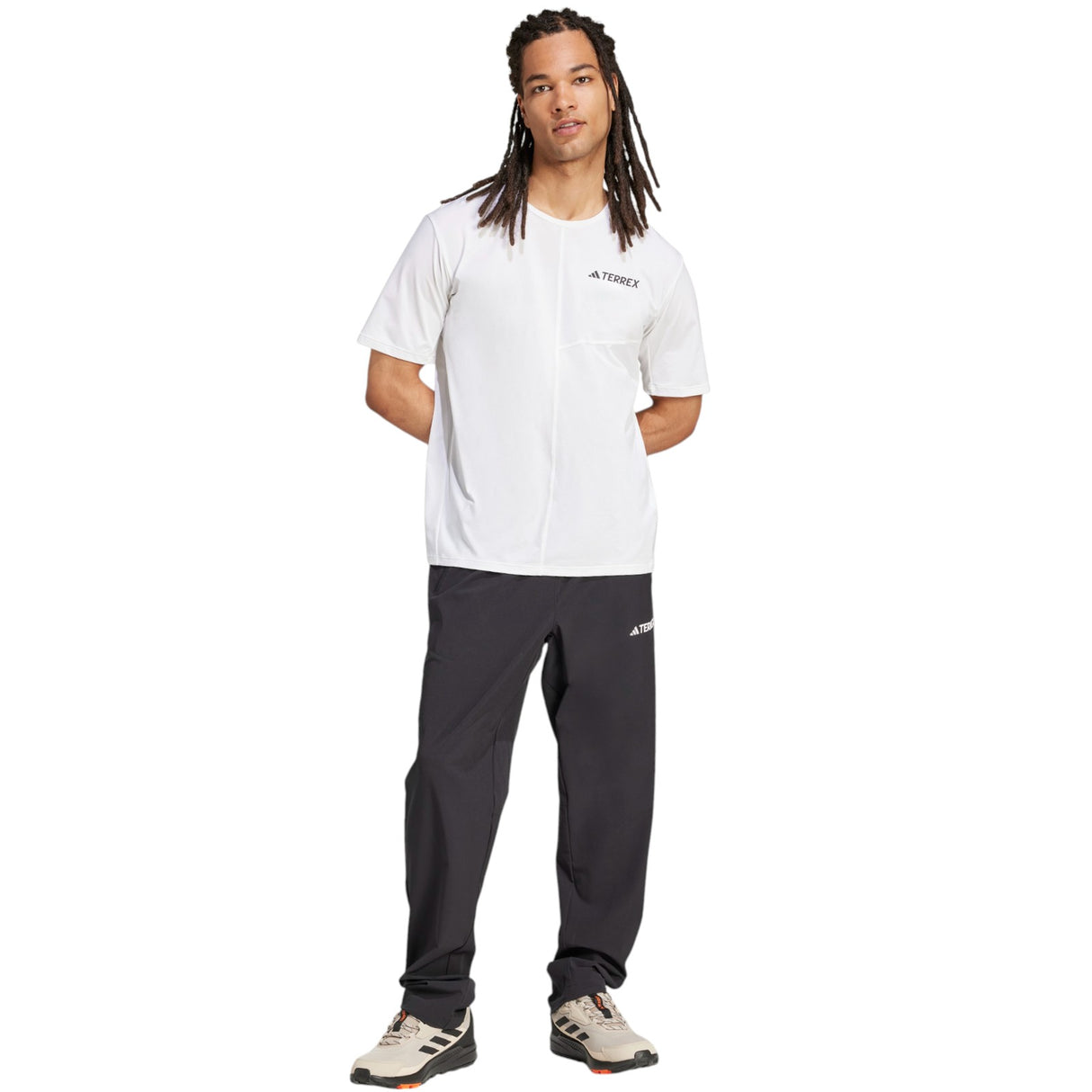 adidas Multi Essentials Stretch Mens Hiking Joggers Model Full-Length View