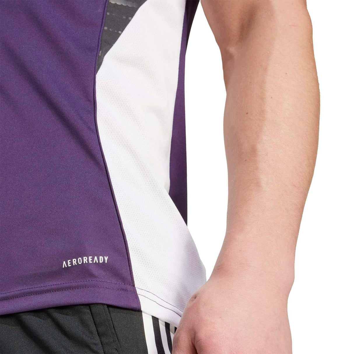 adidas Manchester United Tiro Football 2025/26 Adults Short Sleeved Training Jersey Model Close-Up Waist View