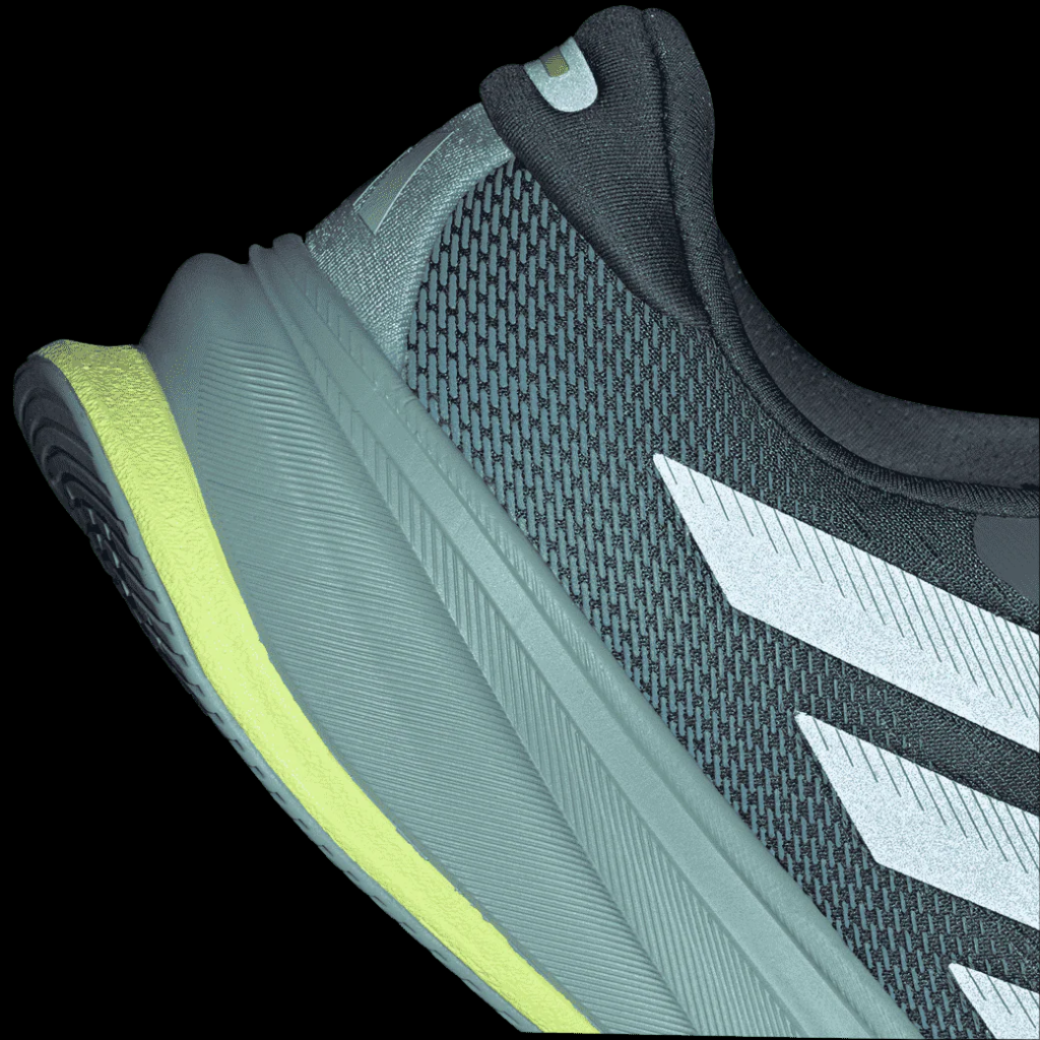 adidas Supernova Rise 2 Mens Regular-Fit Lace Running Shoes Close-Up Side Back Hi-Viz View