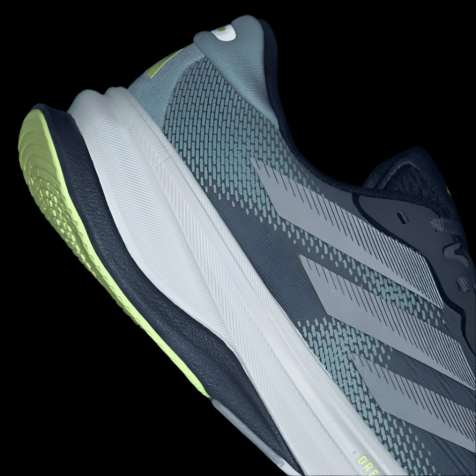 adidas Supernova Solution 2.0 Mens Cushioned Running Shoes Hi-Viz Close-Up Back View