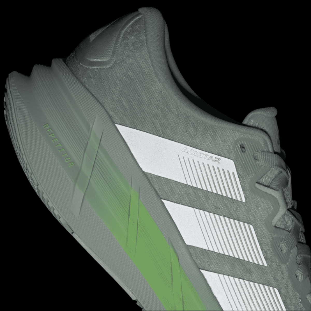 adidas Adistar 4 Womens Distance Lace Running Shoes Hi-Vis Close-Up Side Back View