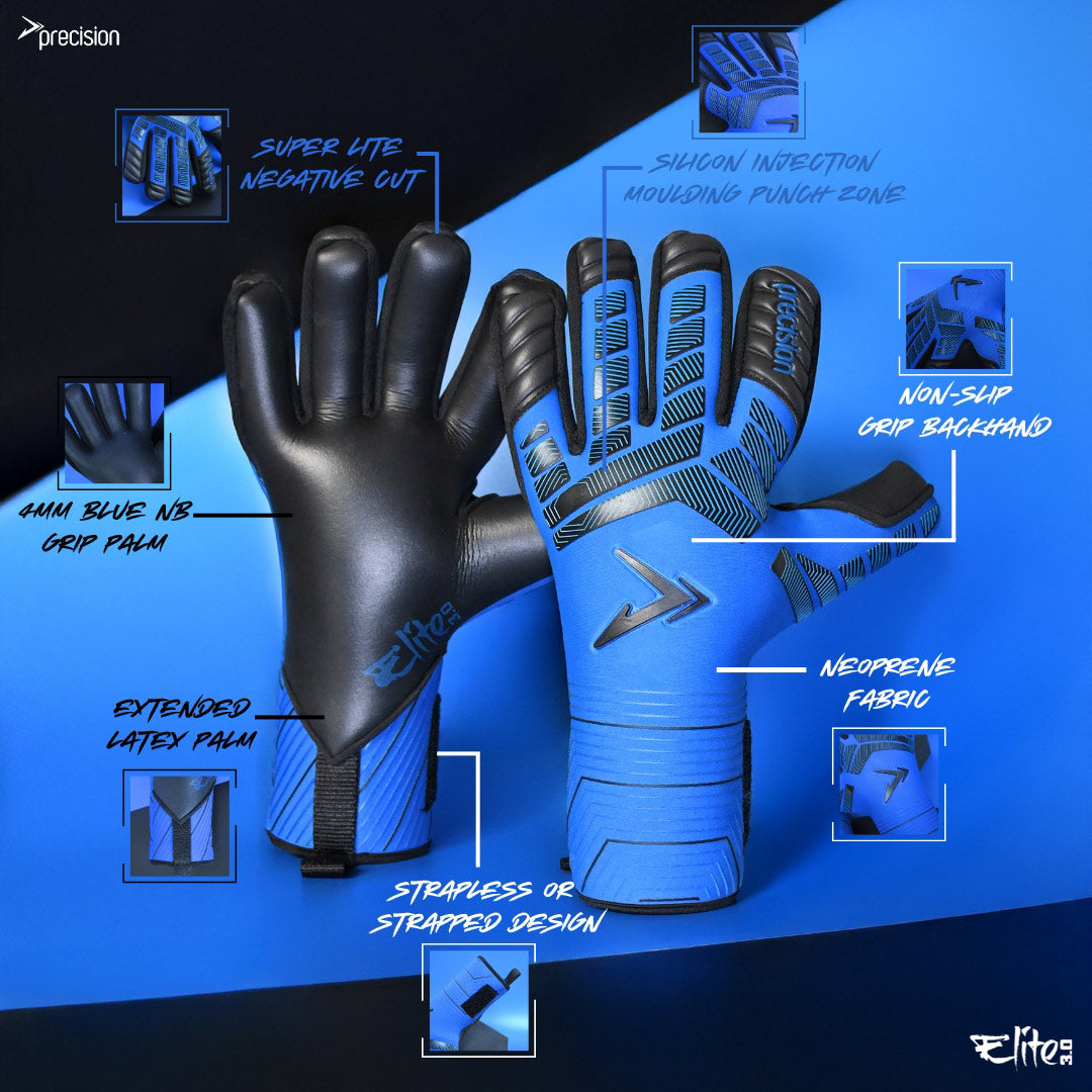Precision Elite 3.0 Grip Goalkeeper Gloves - Blue