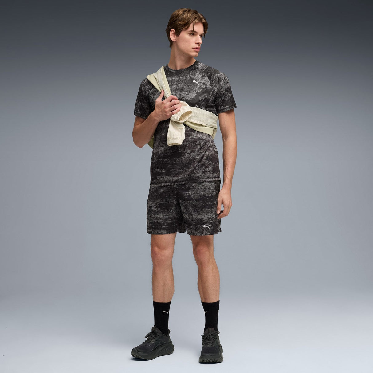 Puma Mens Run Velocity AOP Tee Black