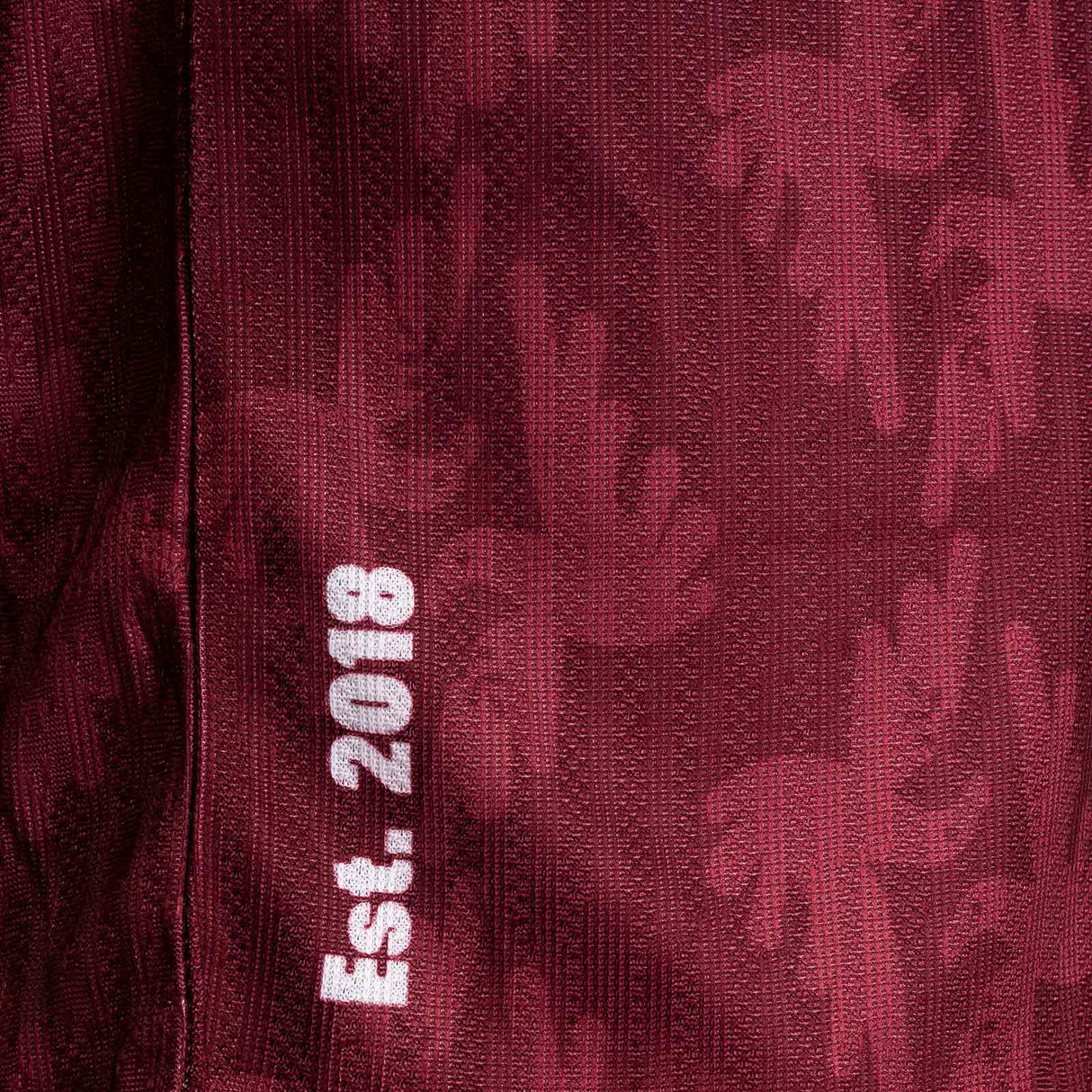 Umbro All Together Now Festival Adults Short Sleeved Retro Jersey Maroon Close-Up Established Date View