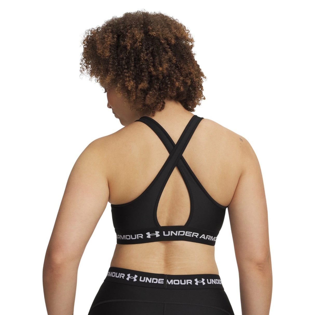 UA Wms Crossback Mid Bra Black