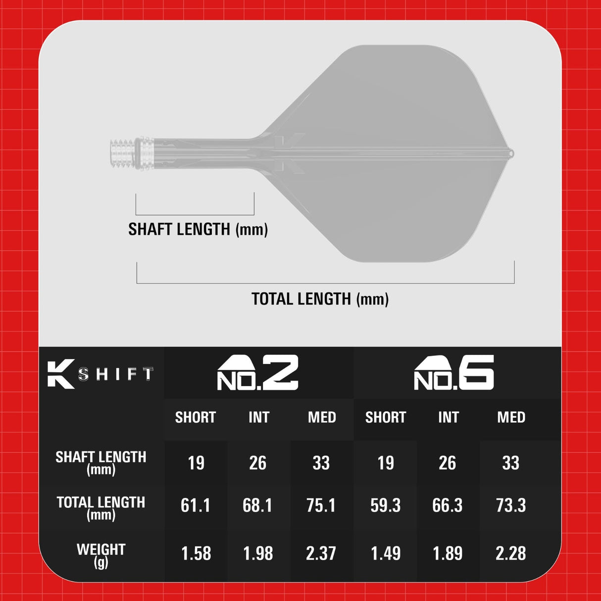 Target KShift NO.2 Intermediate Dart Flight and Shaft System