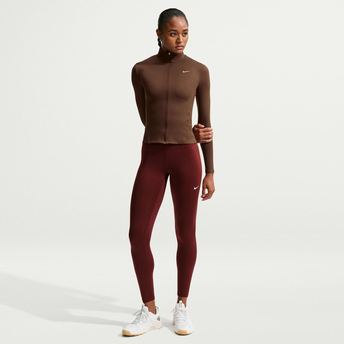 NIKE WMS ONE DF FZ FITTED JACKET Brown