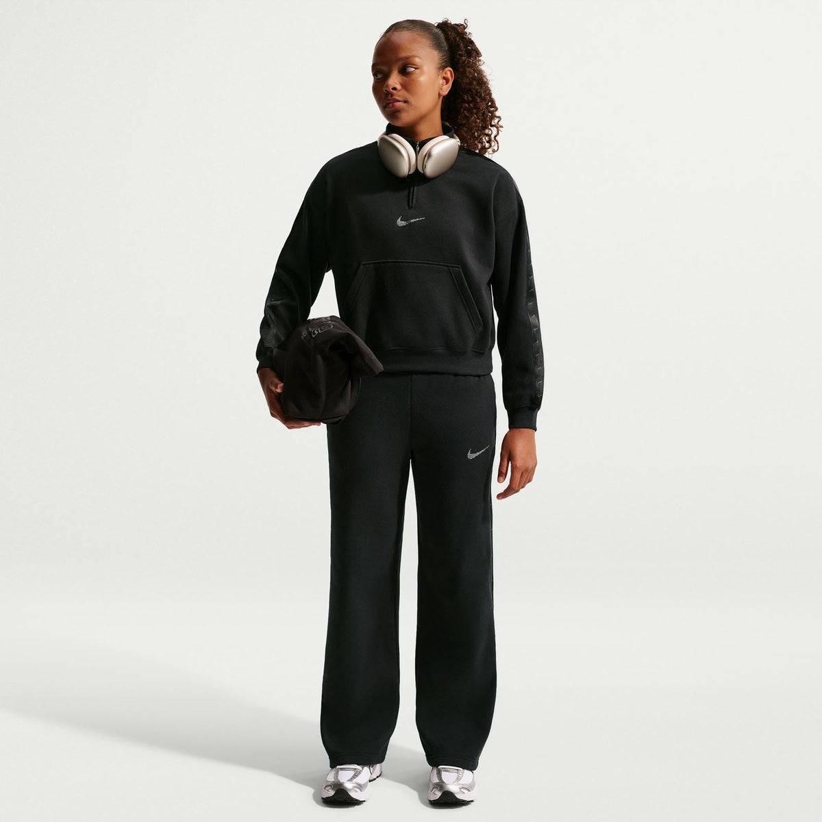 Nike G NSW Studio Flce Q Zip Shine Blk