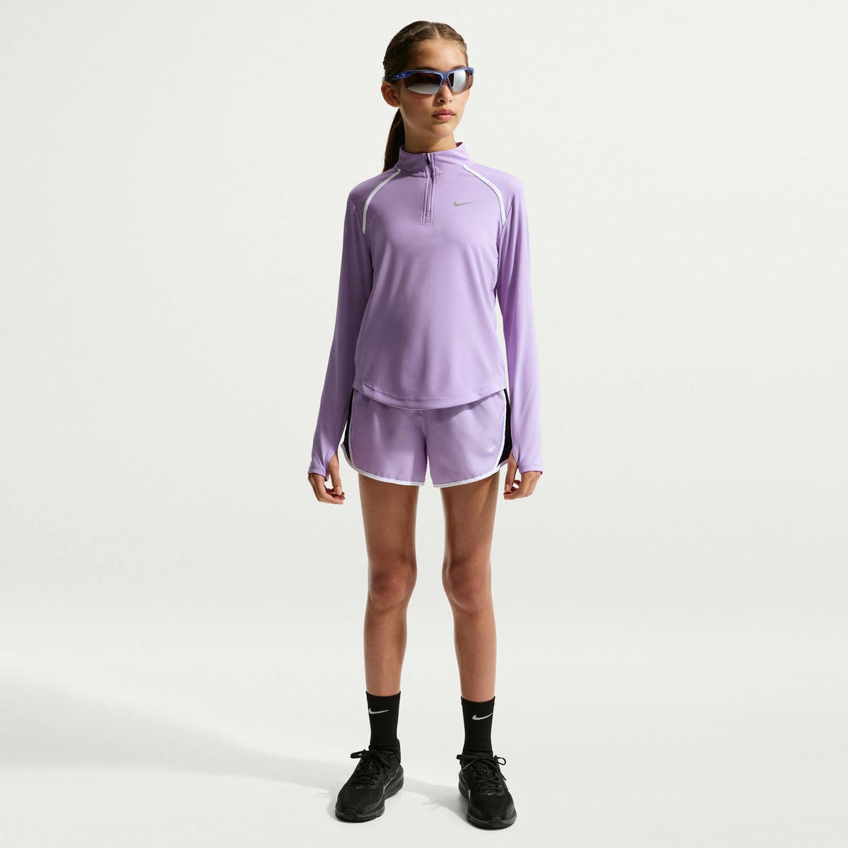 Nike Girls DF Tempo LS Half Zip Purple