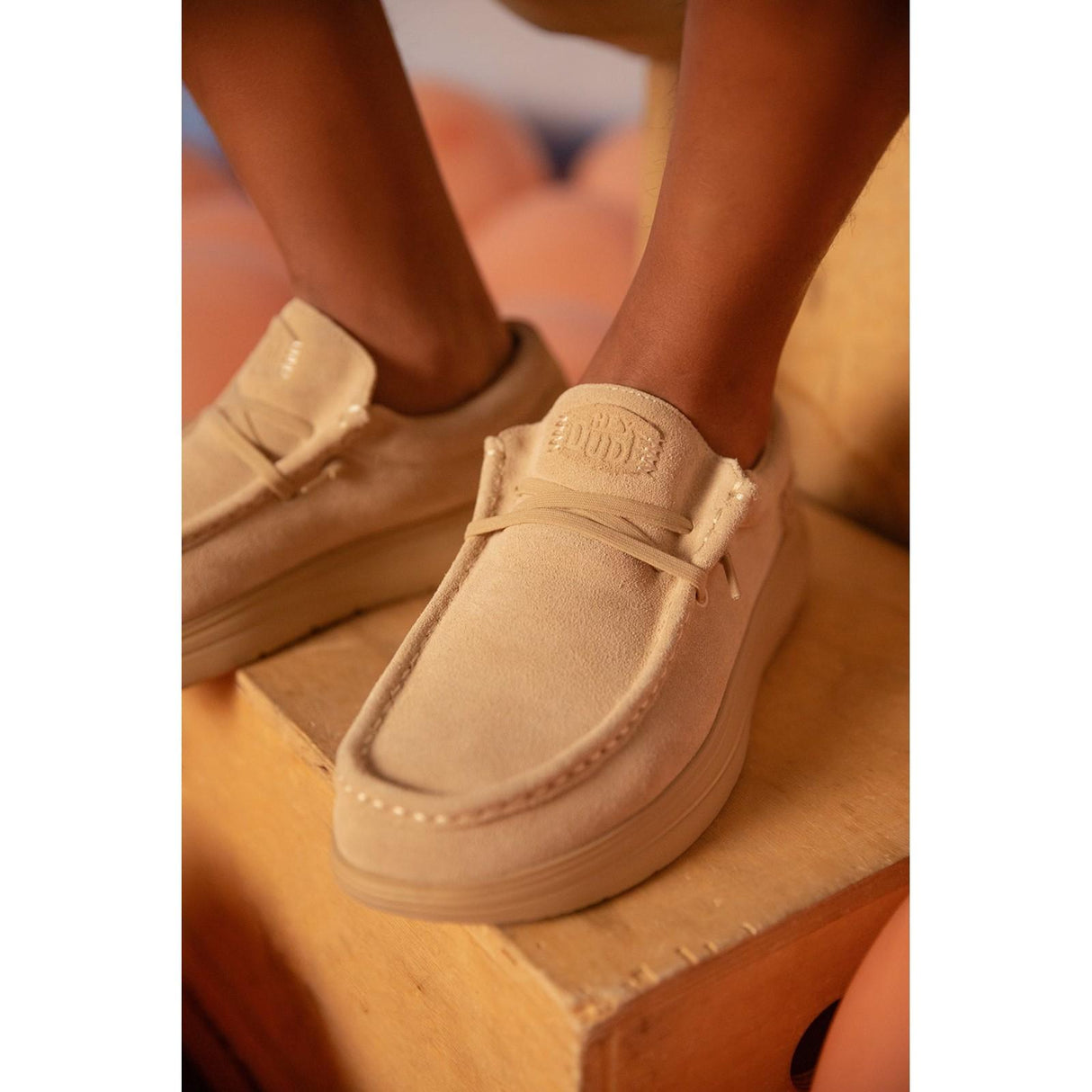 HEYDUDE Mens Wally X Suede Shoes Tan
