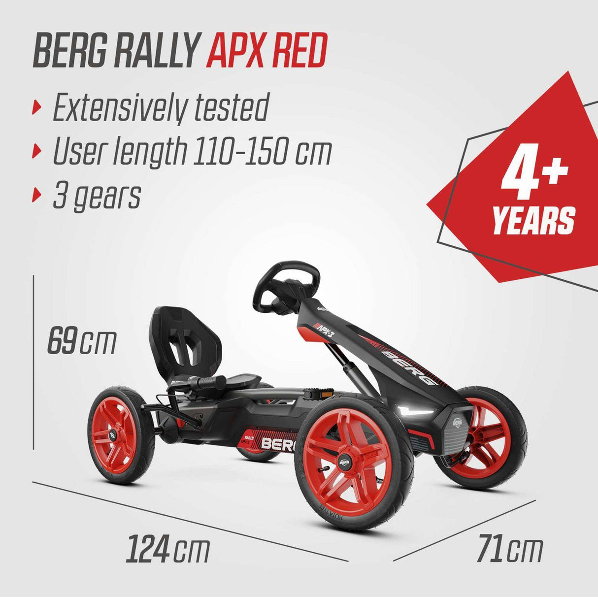 BERG Rally APX Red 3 Gears Go-Kart