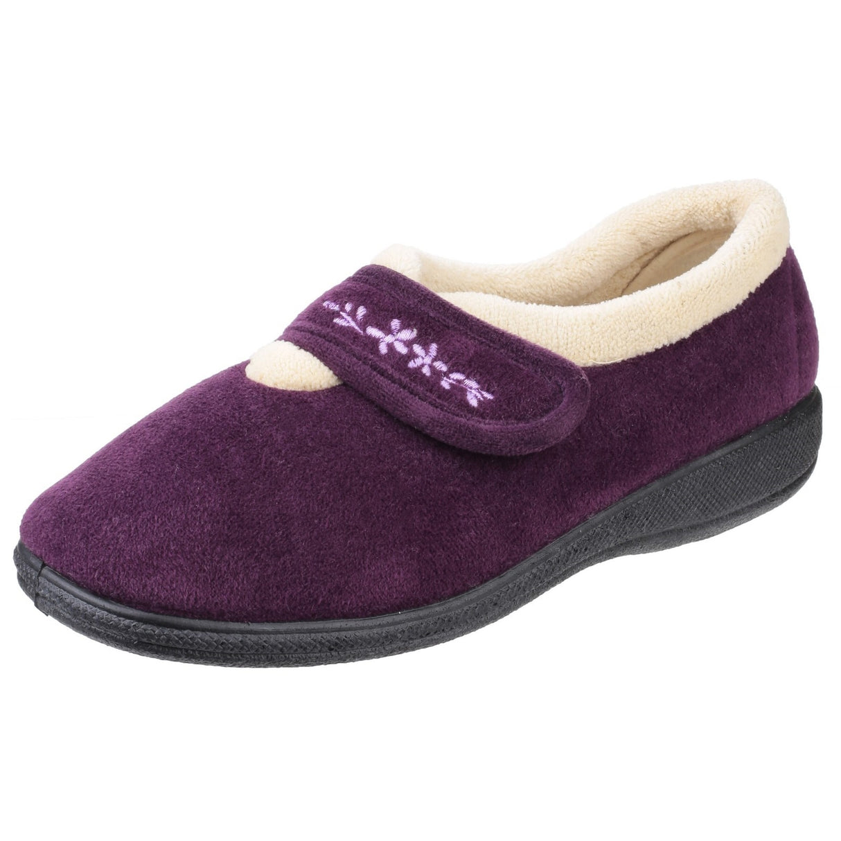 Fleet & Foster Womens Capa Touch Fastening Memory Foam Slipper Plum