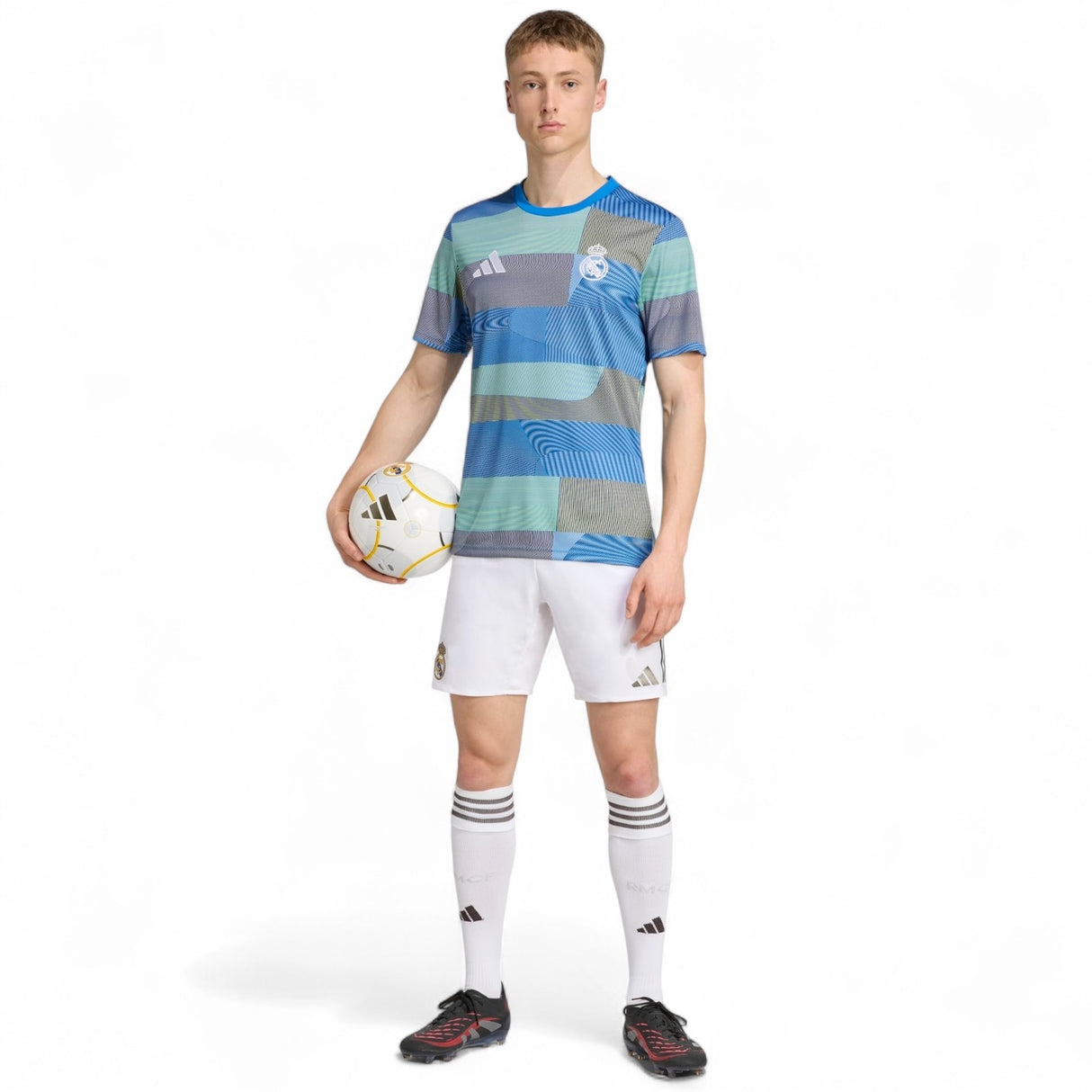 adidas Real Madrid Football 2025/26 Adults Pre-Match Jersey Model Full-Length View