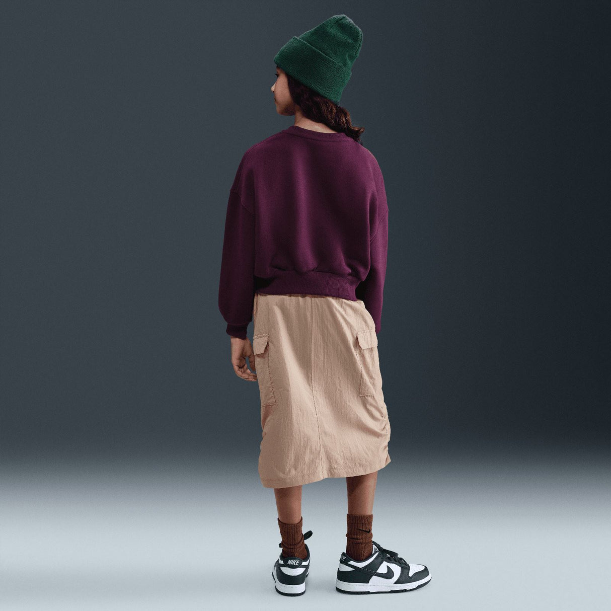 Nike Girls NSW CLUB FLC BXY CREW LBR Mrn