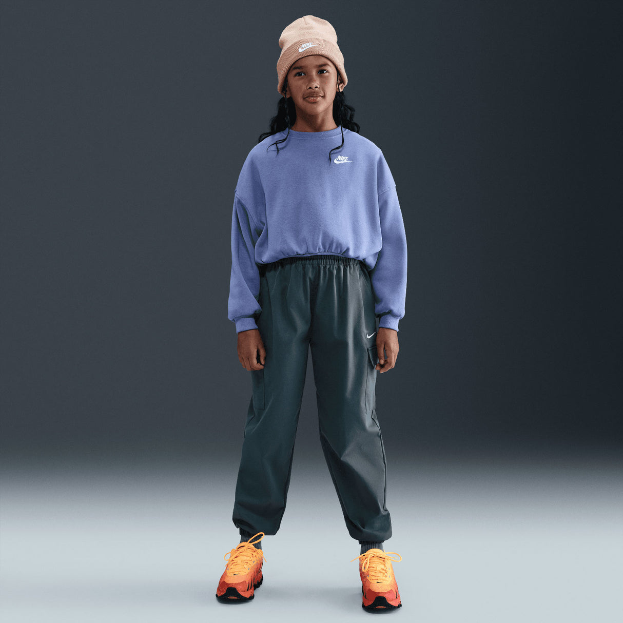 Nike Girls NSW CLUB FLC BXY CREW LBR Blu