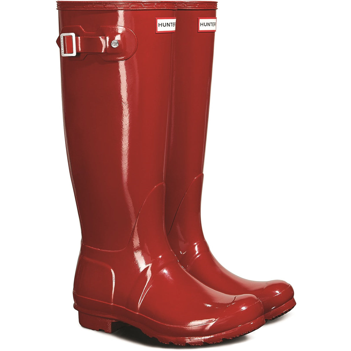 Hunter Womens Original Tall Gloss Wellington Boots Military Red