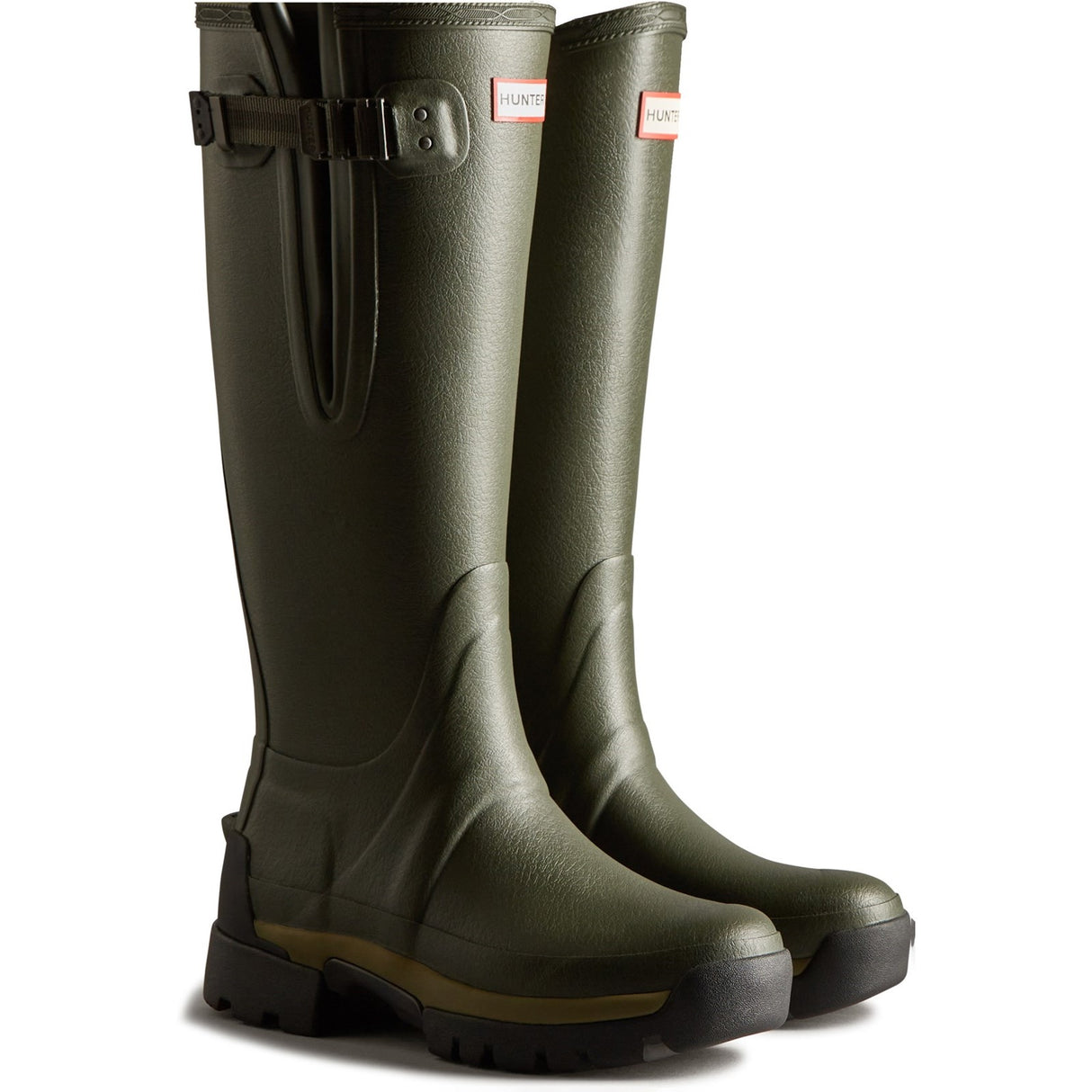 Hunter Womens Balmoral Adjustable Neoprene Lined Wellington Dark Olive