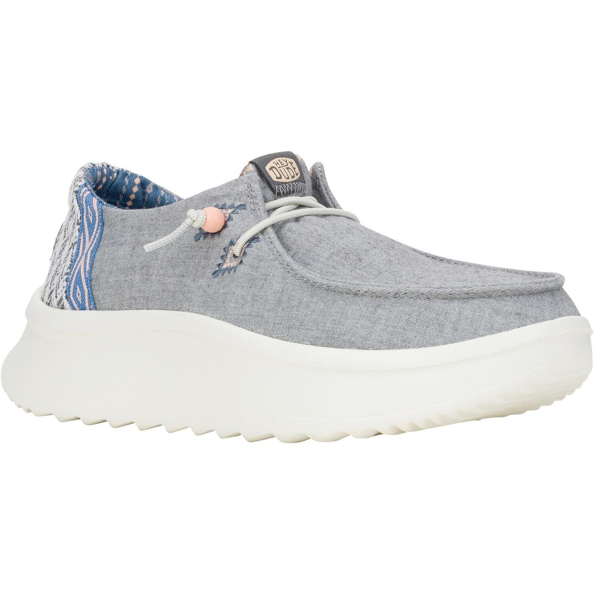 HEYDUDE Womens Wendy Peak Chambray Woven Shoes Grey