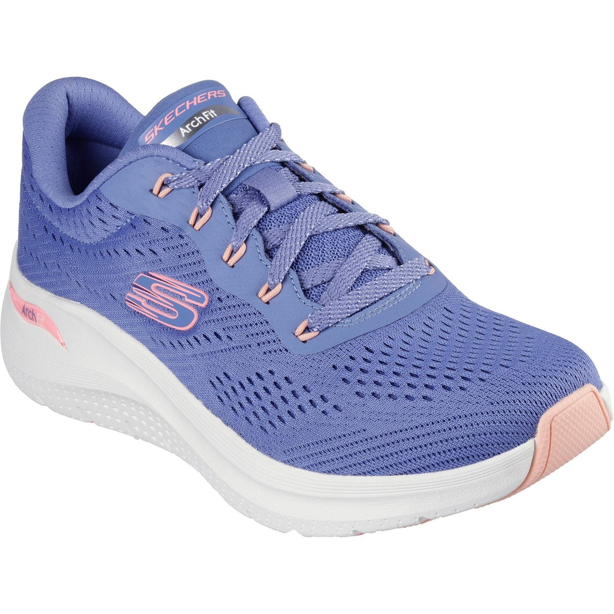 Skechers Womens Arch Fit 2.0 - Big League Trainers Blue/Pink