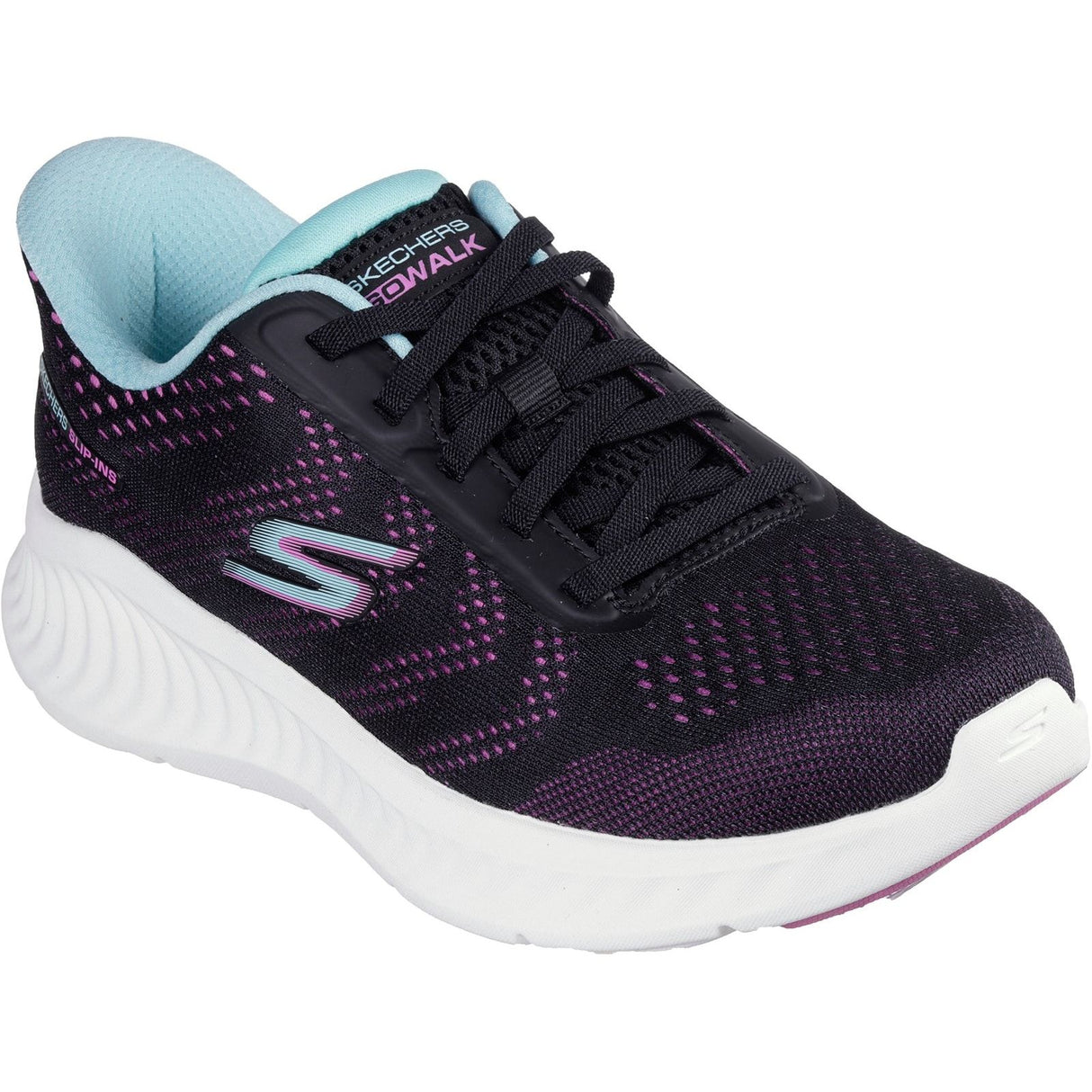 Skechers Womens Go Walk Now Khloe Trainers Black/Purple
