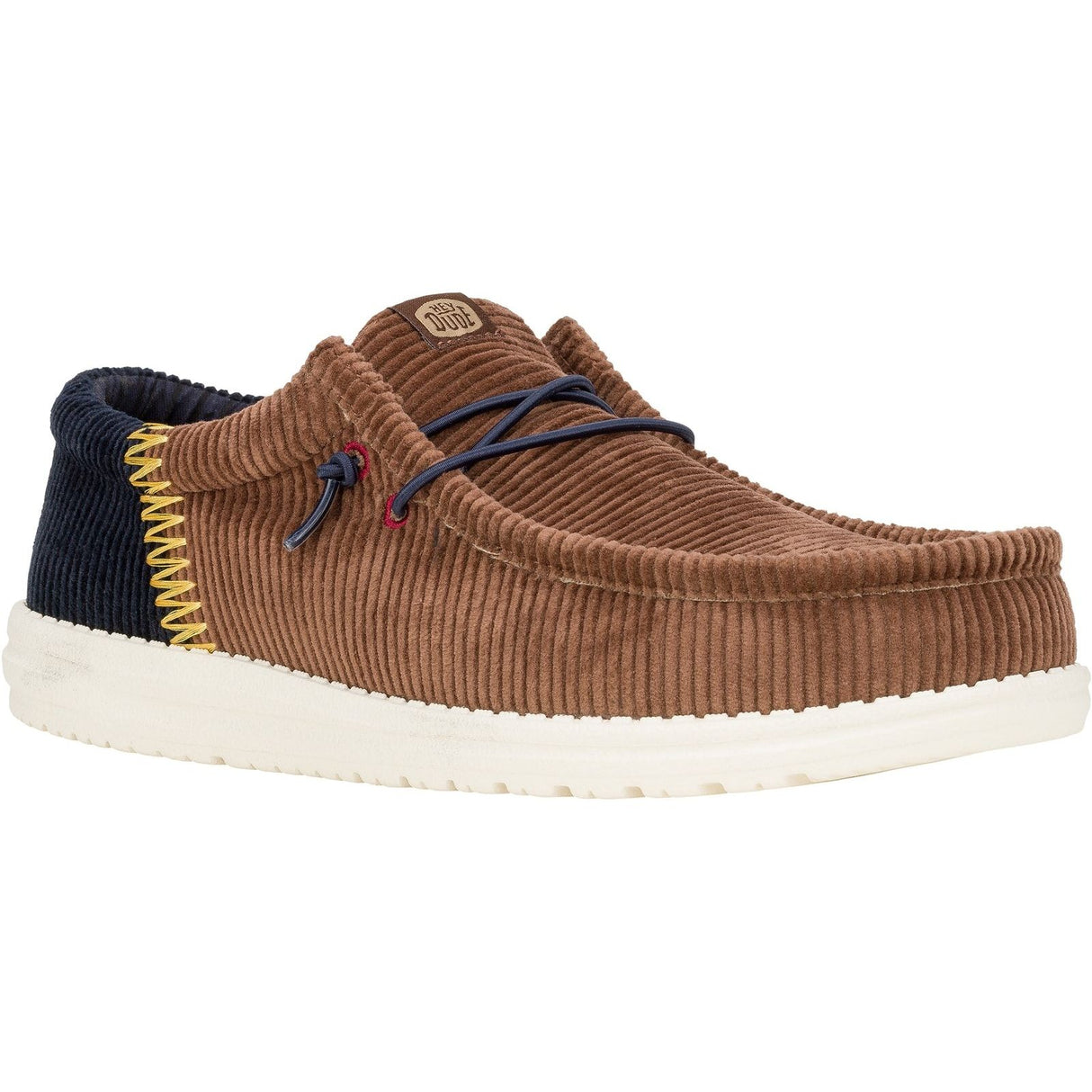 HEYDUDE Mens Wally Funk Corduroy Shoes Espresso/Blue Jean