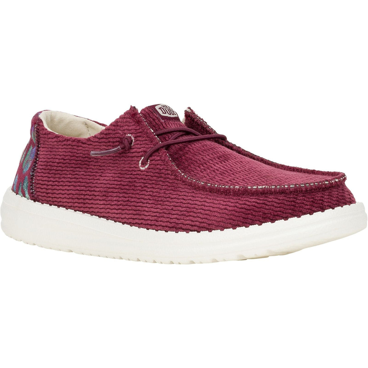 HEYDUDE Womens Wendy Corduroy Leo Shoes Burgundy